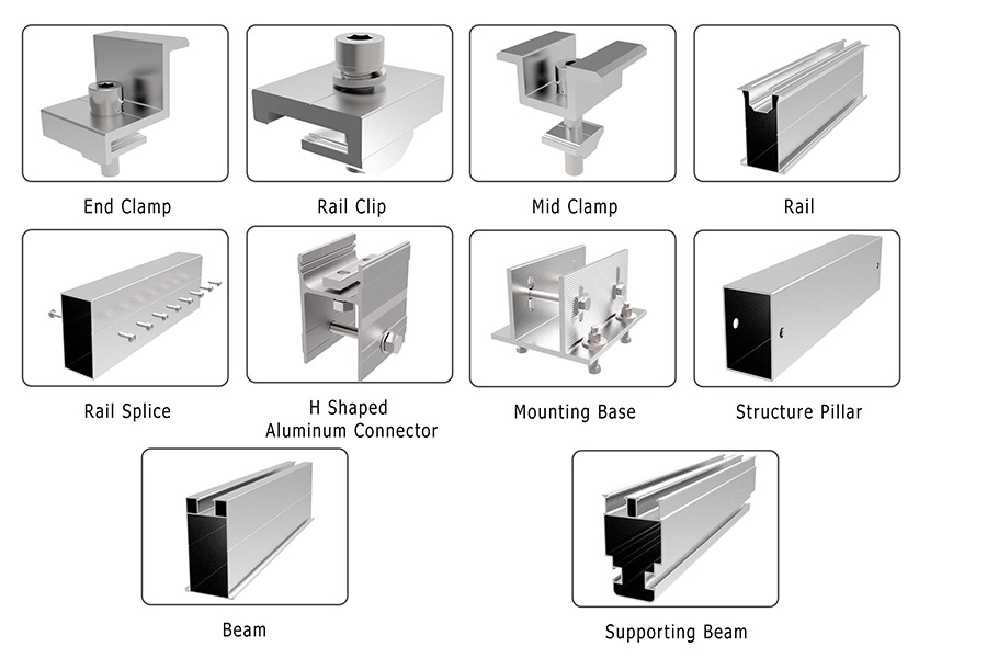 solar carport mounting components