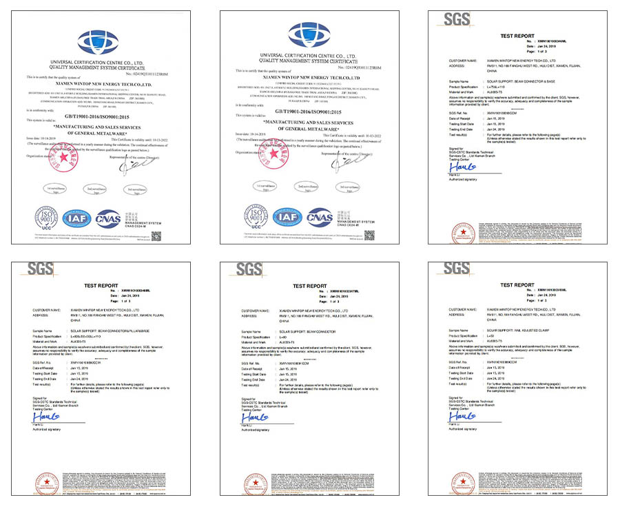 Groung Solar mounting system certificate