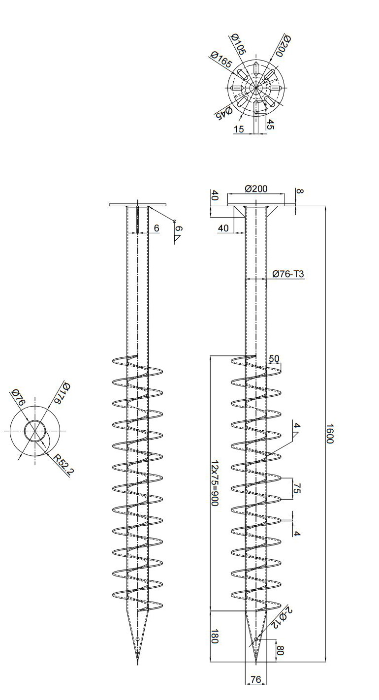 ground screw dimensions