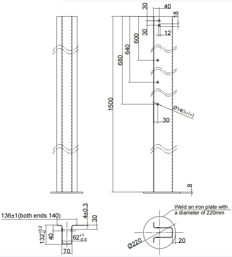 solar component U type pile dimensions