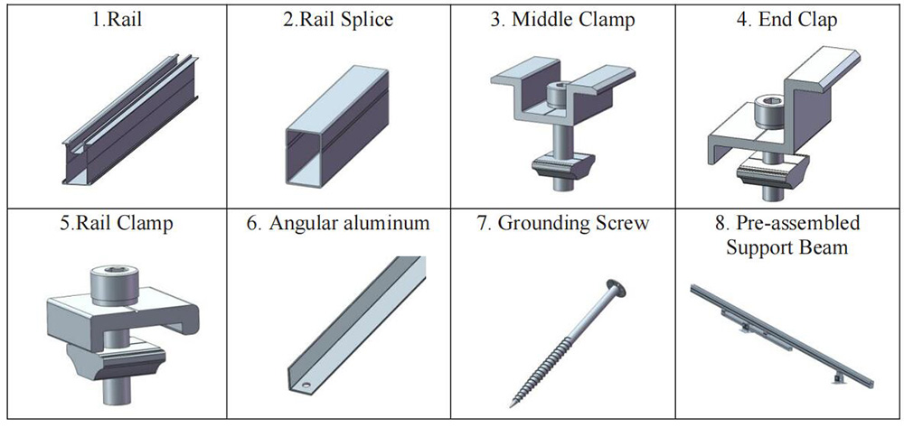 Small solar mounting bracket components