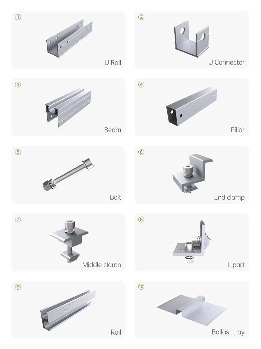 ballasted solar roof mount Part ballasted solar roof mount Part