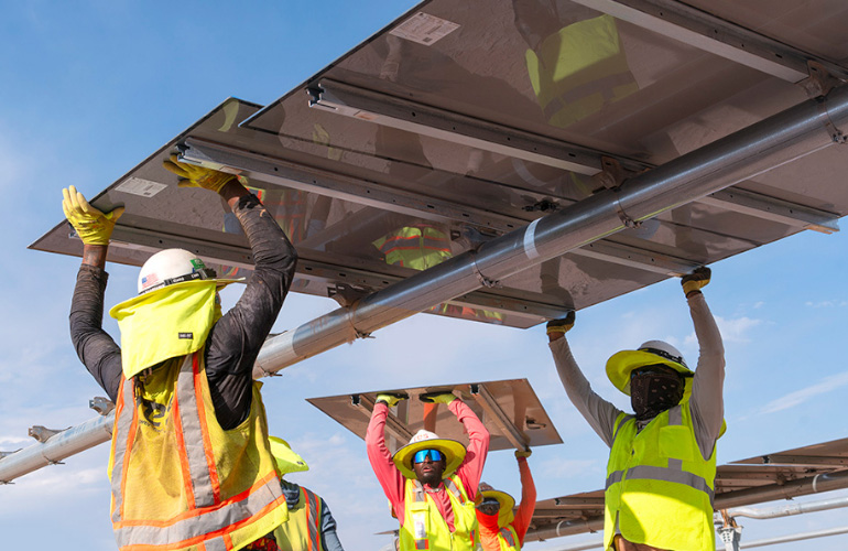 The first batch of solar panels provides power for Renewable Properties' 118 MW small utility project