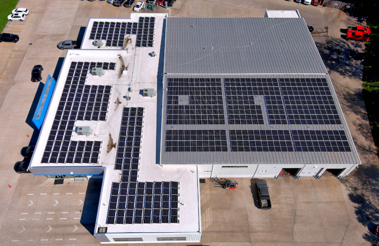 The solar panel array can meet 70% of the power needs of car dealers in southern Ohio