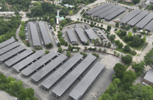 Cincinnati Zoo supplies power to solar powered parking shed system
