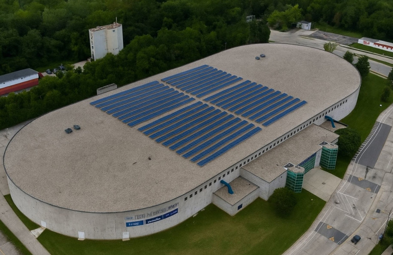 Arch Solar has completed a 690 kW system at the Milwaukee Ice Center